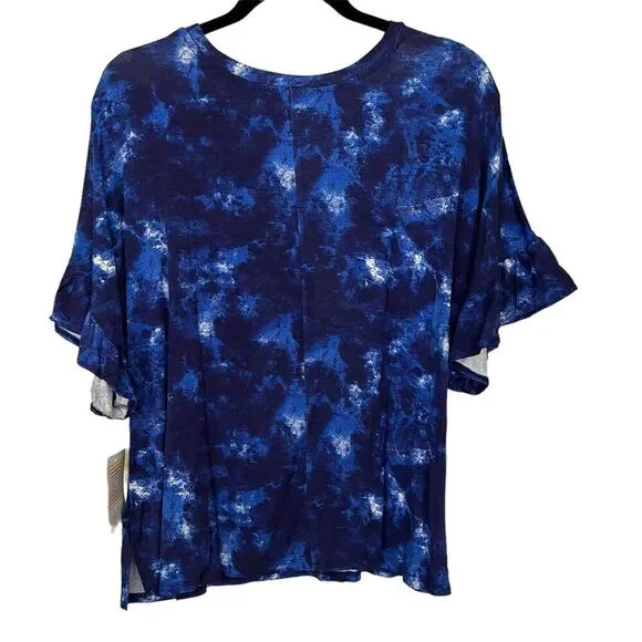 Lularoe Dahl Top Blue Tie Dye Print - Size Large - Picture 2 of 7